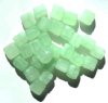 30 9x10mm Matte Green, Crystal, White Marble Cube Beads